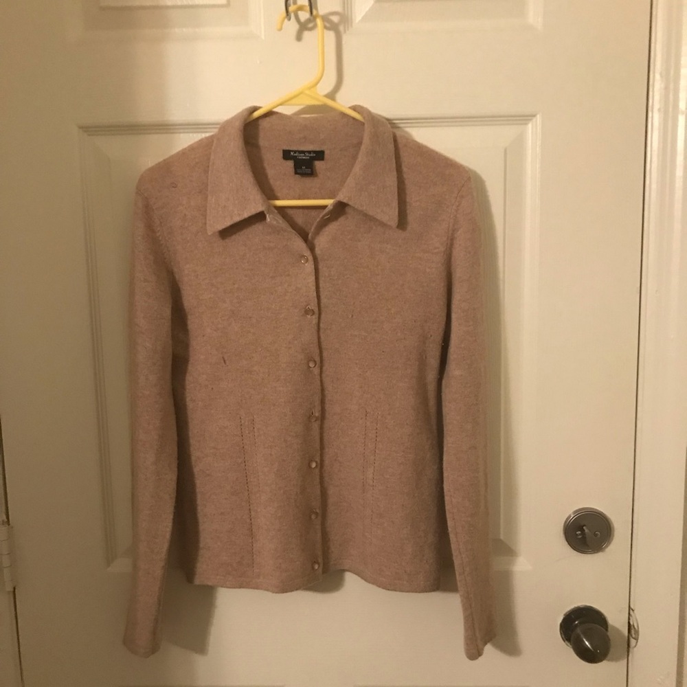 Madison Studio Tan Cashmere Cardigan